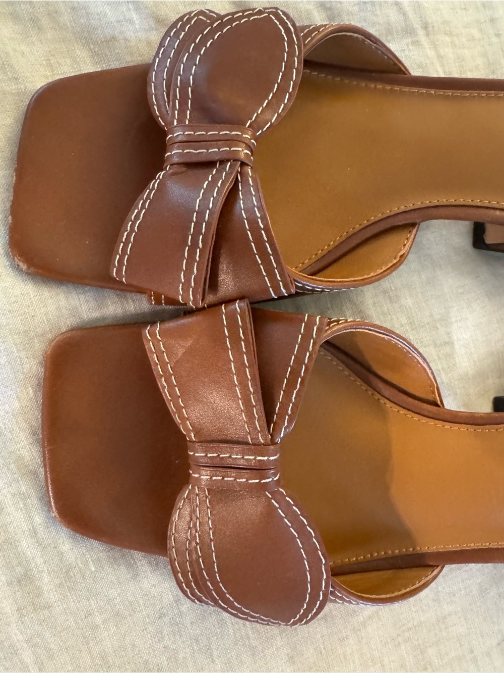 J. McLaughlin EUC Brown Bow Slide Sandals